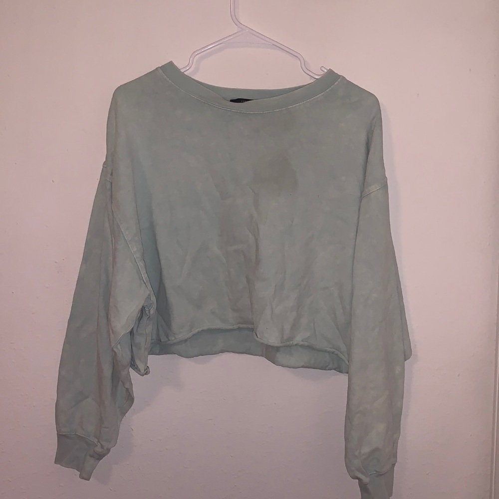 Long sleeve cropped tee shirt - forever 21 - mint green - size M- L